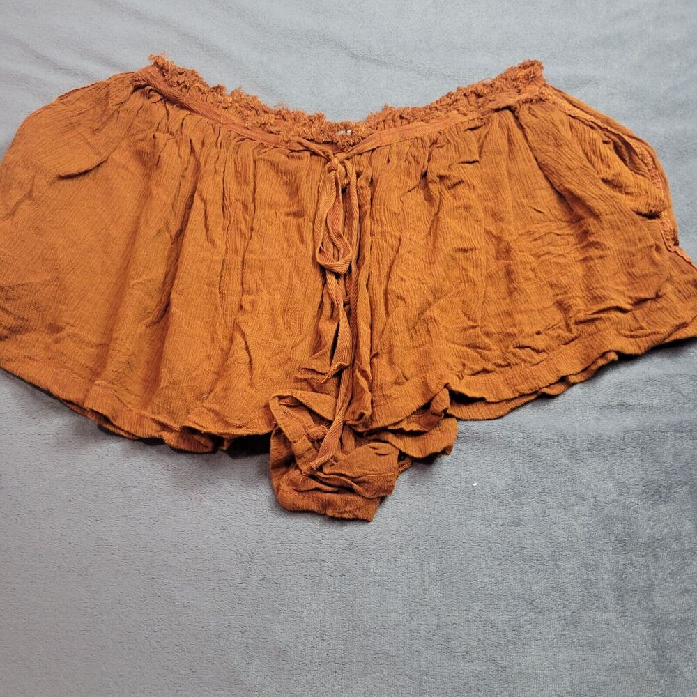 Ecote Shorts Womens XS Brown Comfort Stretch Pull Boho‎ Festival Factory Raw Hem